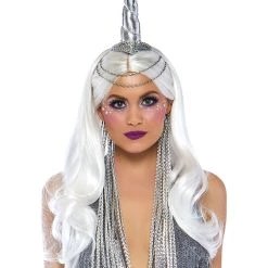 Leg Avenue Silver Unicorn Headband With Chain Accent And Mane