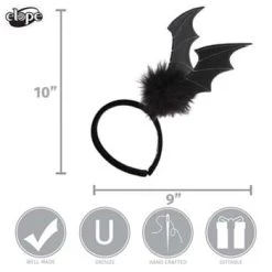 Elope Black Bat Springy Headband 7 Elope Black Bat Springy Headband -Cheap Halloween Store springy black bat headband alt 3