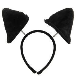 Elope Springy Cat Ears Plush Black Headband -Cheap Halloween Store springy cat ears plush headband alt 3