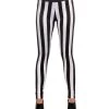Elope Women's Black And White Striped Leggings