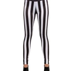 Elope Women's Black And White Striped Leggings
