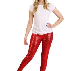 Women's Tipsy Elves Red Sequin Leggings