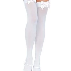Leg Avenue White Thigh Highs With White Bow For Women