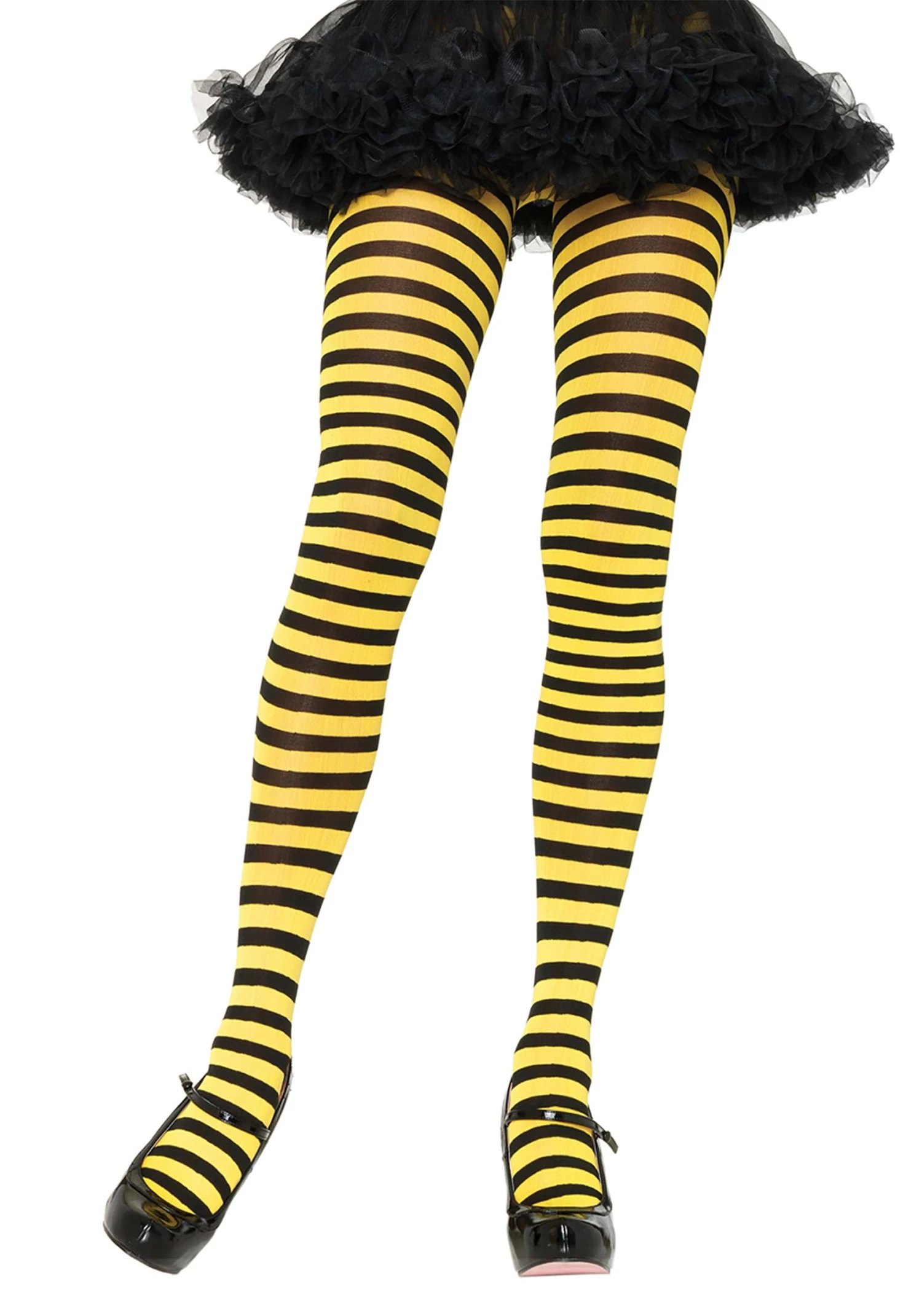 Leg Avenue Black And Yellow Striped Nylon Tights For Women 1 Leg Avenue Black And Yellow Striped Nylon Tights For Women