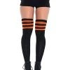 Leg Avenue Women's Thigh High Black Athletic Socks W/ Orange Stripes