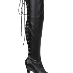 Ellie Black Lace Thigh High Boots For Women