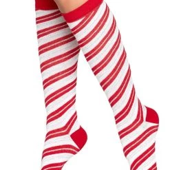 Leg Avenue Candy Cane Knee High Socks For Women
