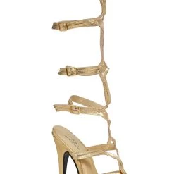 Ellie Womens Gold Goddess Heels