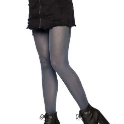 Leg Avenue Grey Nylon Opaque Tights For Women