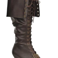 Ellie Women's Brown Lace Up Pirate Boot