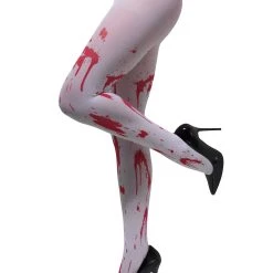 Smiffys Women's Opaque White Blood Splattered Tights