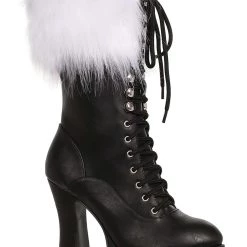 Ellie Women's Platform Black Lace Up Santa Boots