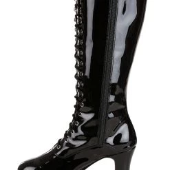 Dongguan Pei Feng Shoes Co., Ltd. Sexy Black Faux Leather Knee High Boots For Women -Cheap Halloween Store womens sexy black faux leather knee high boots alt 2