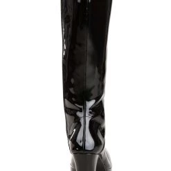 Dongguan Pei Feng Shoes Co., Ltd. Sexy Black Faux Leather Knee High Boots For Women -Cheap Halloween Store womens sexy black faux leather knee high boots alt 3